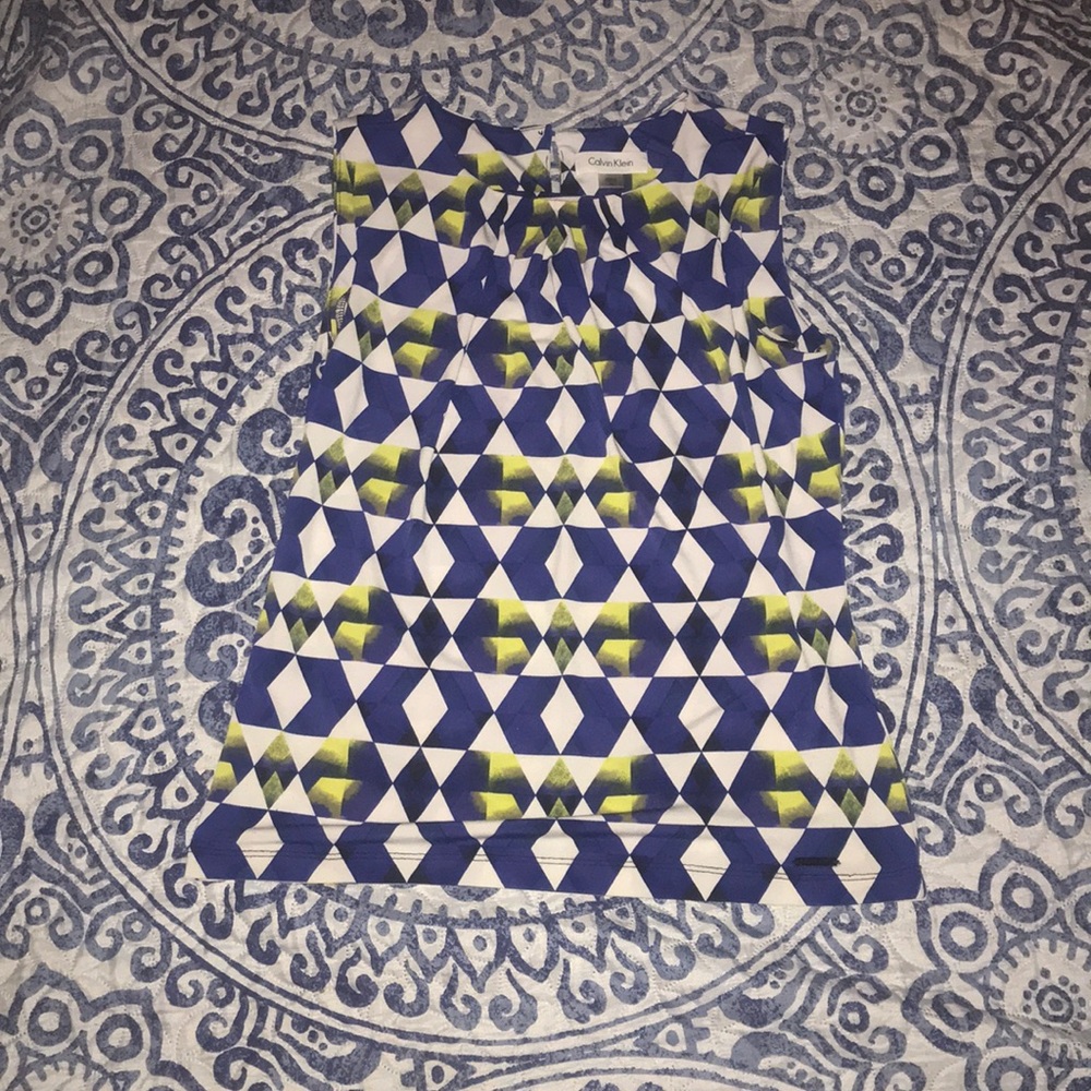 Calvin Klein Blue, Yellow and White Top